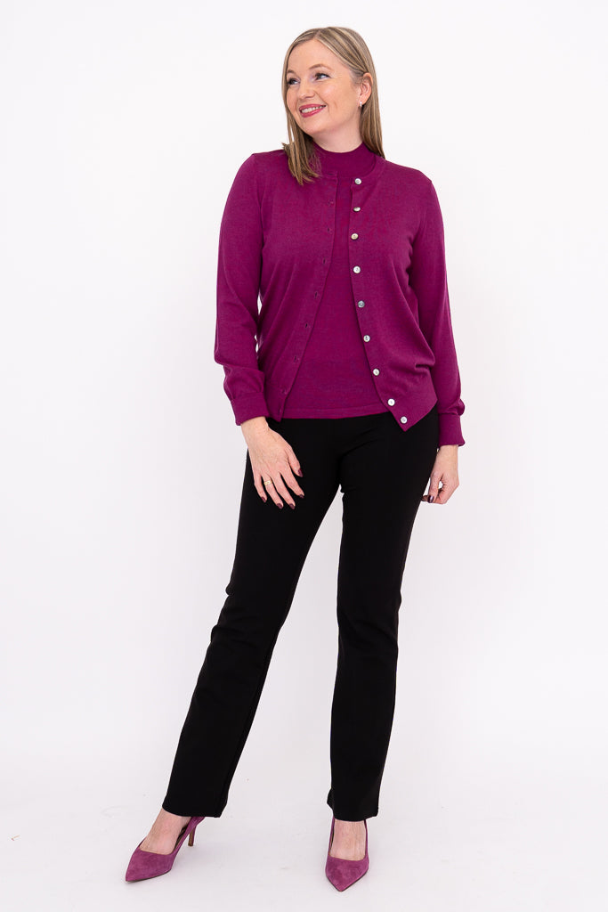 Kitten Cardigan, Magenta, Merino Wool