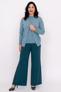 Kitten Cardigan, Teal Lite, Merino Wool