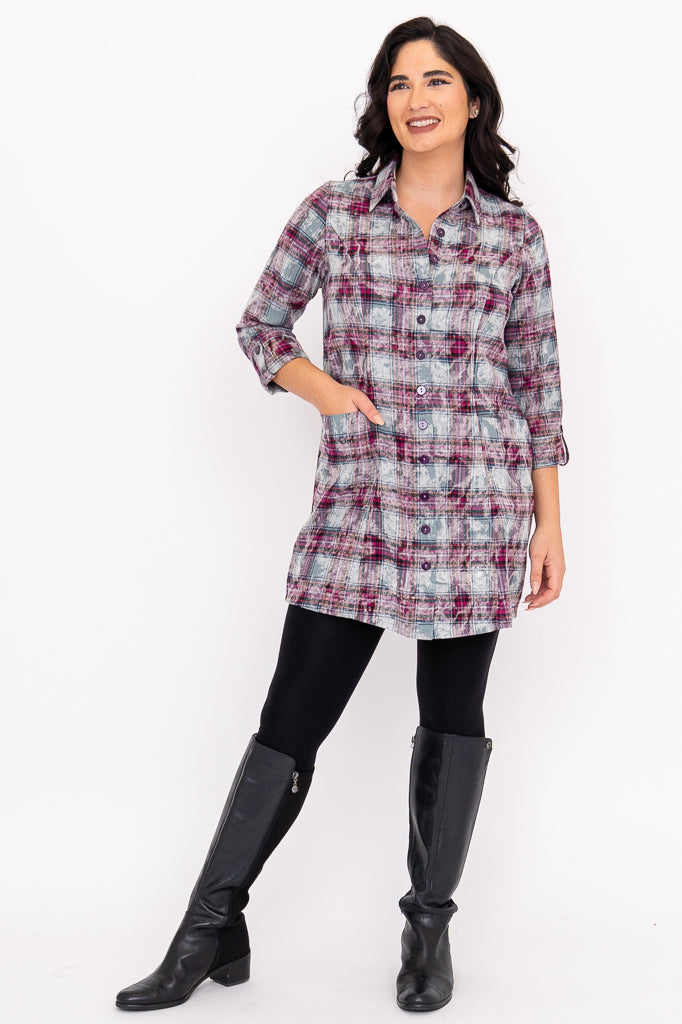 Larissa Tunic, Magenta Plaid, Cotton