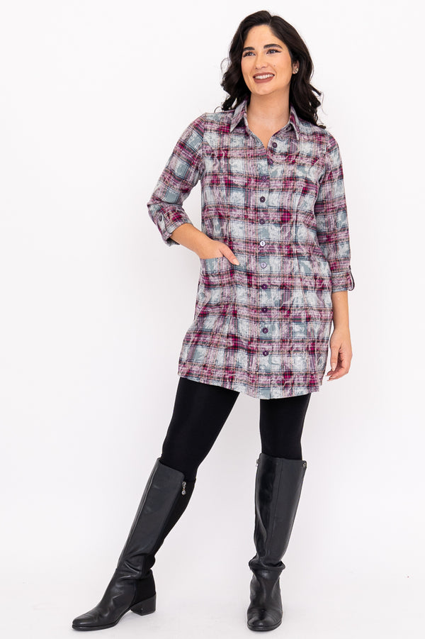 Larissa Tunic, Magenta Plaid, Cotton