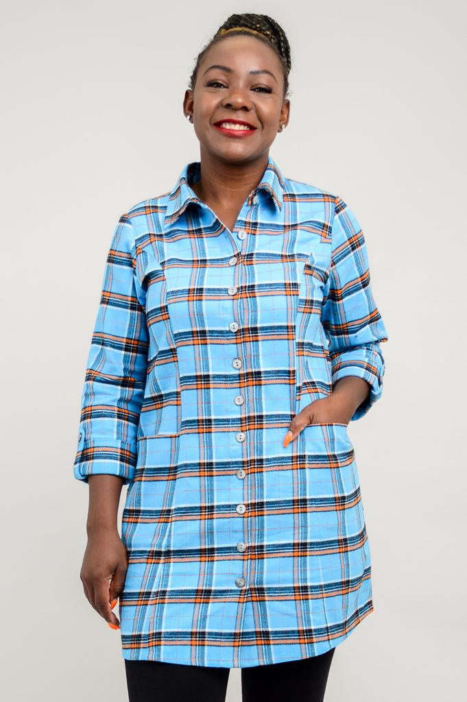 Larissa Tunic, Peko Plaid, Cotton Flannel