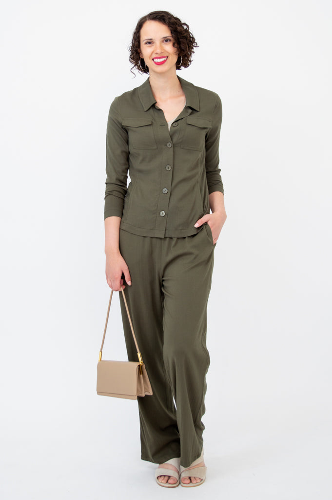 Lauren Jacket, Khaki, Linen Bamboo