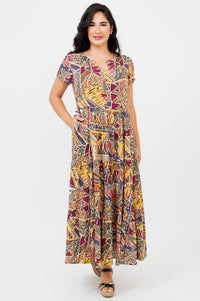 Laurita Dress, Tropikal, Linen Bamboo