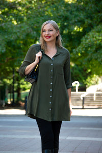 Celine Tunic, Khaki, Linen Bamboo