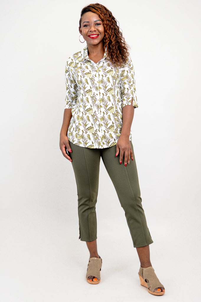 Lorine 3/4 Slv Top, Panama, Linen Bamboo