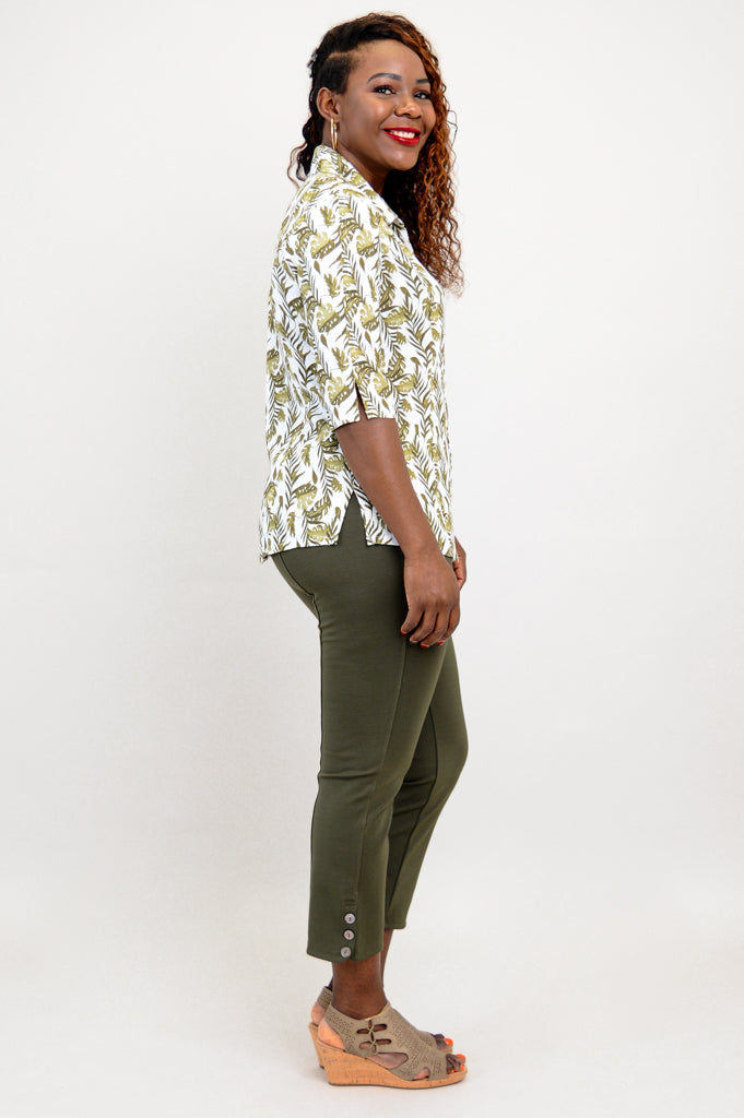 Lorine 3/4 Slv Top, Panama, Linen Bamboo