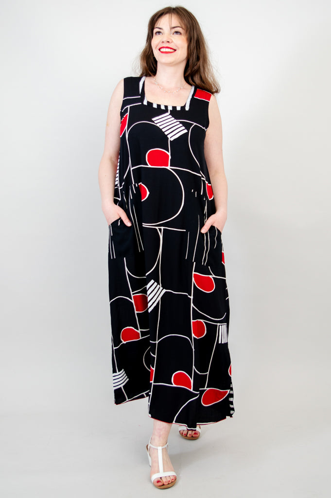 Maddie Dress, Disco, Batik Art