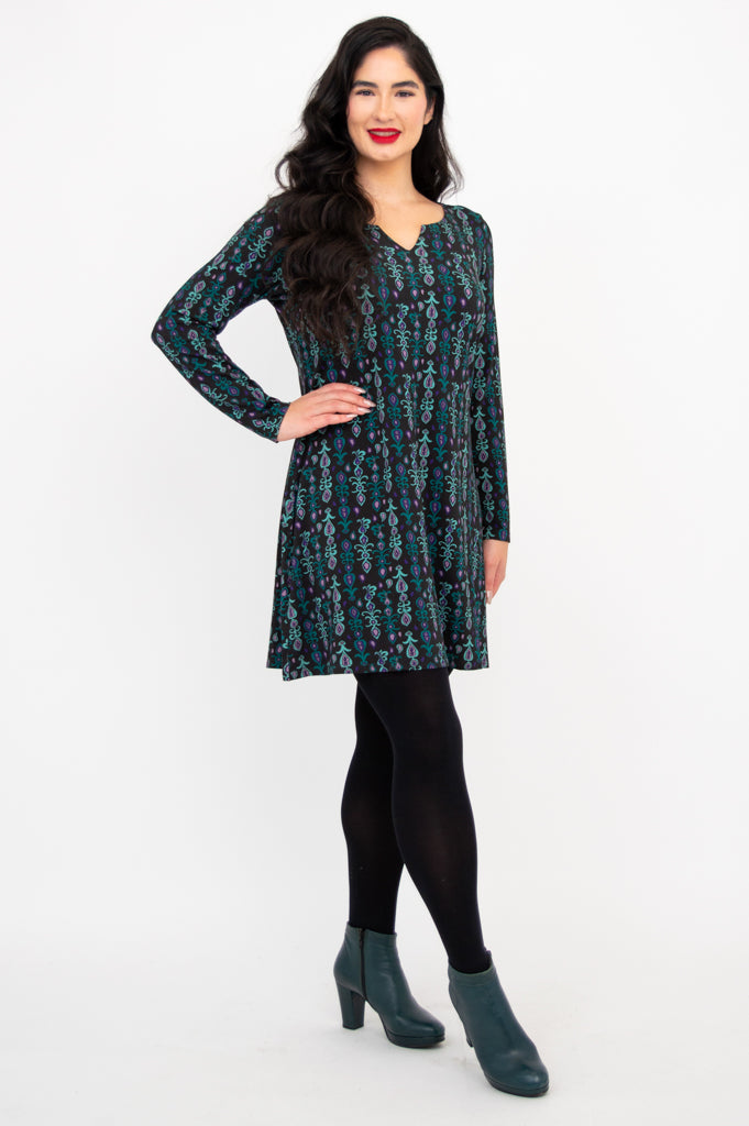 Maggie Long Sleeve Dress, Jewels, Bamboo - Final Sale