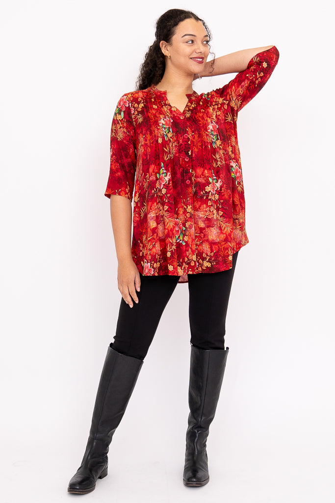 Margate Blouse, Lipstick Zen, Linen Bamboo