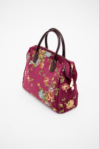Maroon Flower Print Handbag