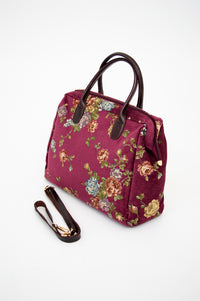Maroon Flower Print Handbag