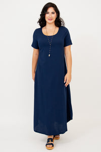 Martha Dress, Indigo, Linen Bamboo