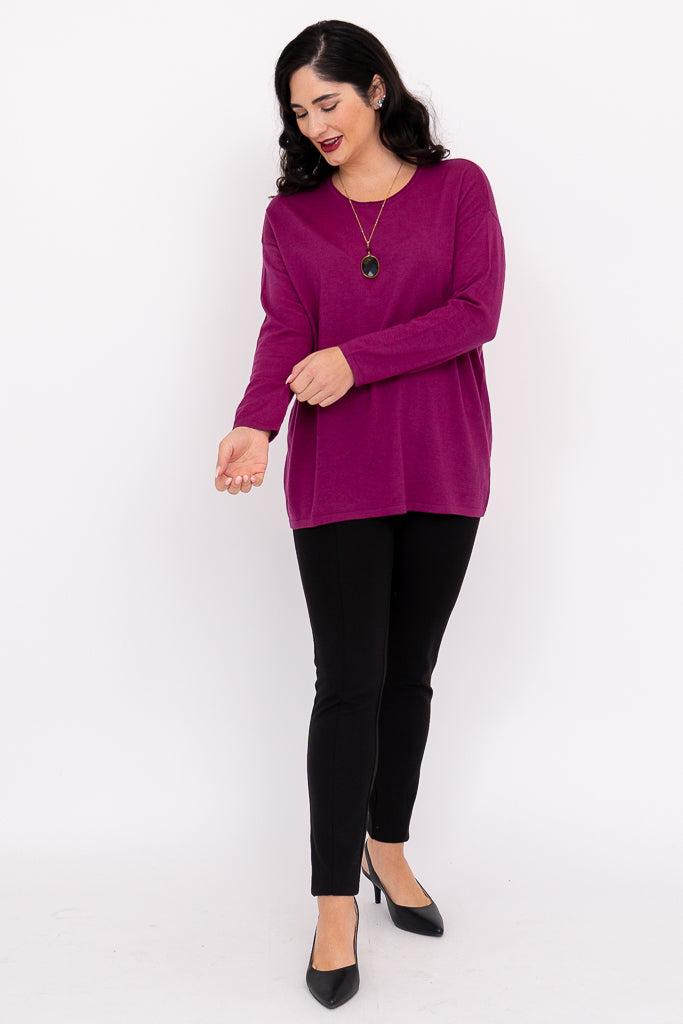Matera Sweater, Magenta, Merino Wool