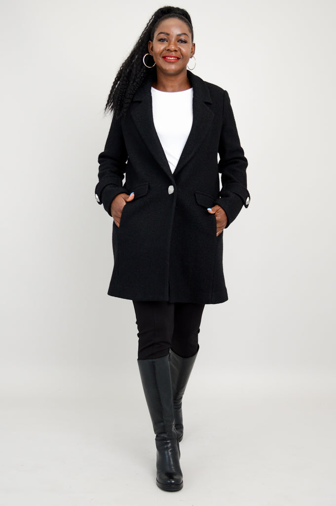 Black wool longline coat store