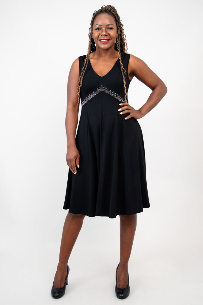 Pamela Dress, Black Diamond, Bamboo