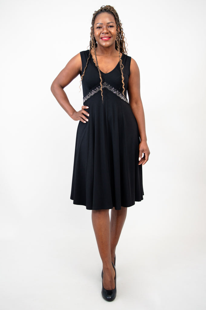 Pamela Dress, Black Diamond, Bamboo