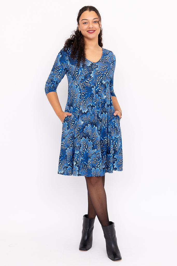Pamela 3/4 Dress, Cobalt Fossil, Bamboo