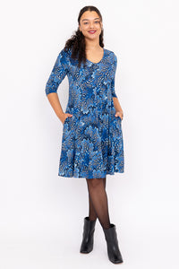 Pamela 3/4 Dress, Cobalt Fossil, Bamboo