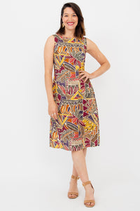 Patricia Dress, Tropikal, Linen Bamboo