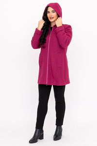 Pender Coat, Magenta, Boiled Wood