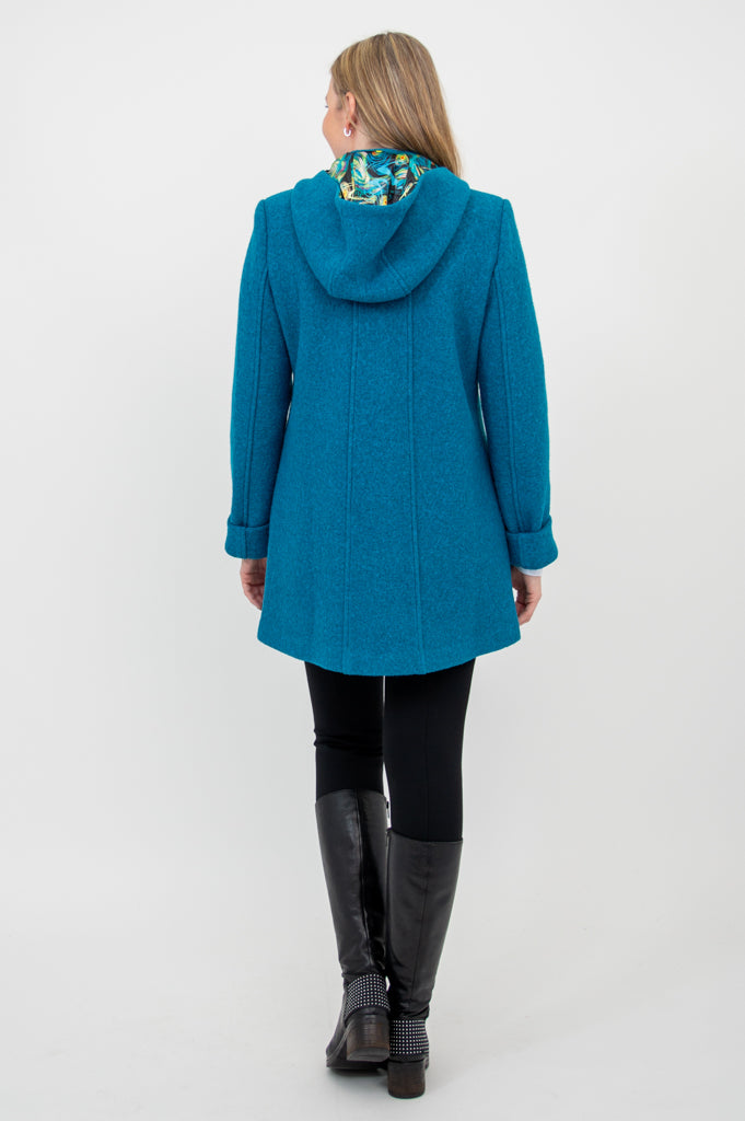 Pender Coat Teal Boiled Wool LARGE