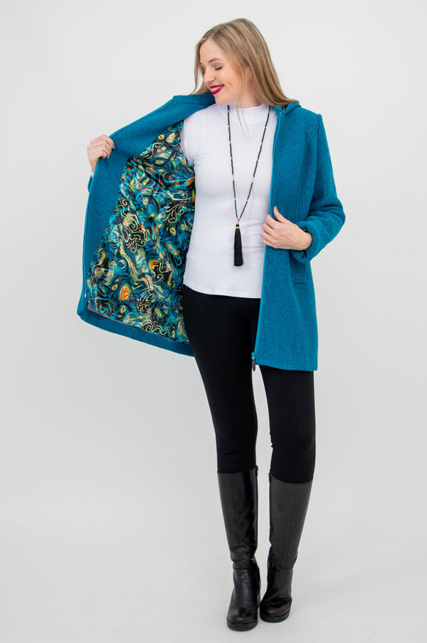 Manteau Pender, sarcelle, laine bouillie