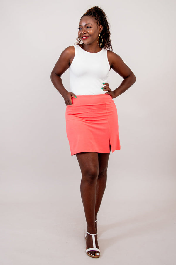 Melly Skort, Coral, Bamboo- Final Sale