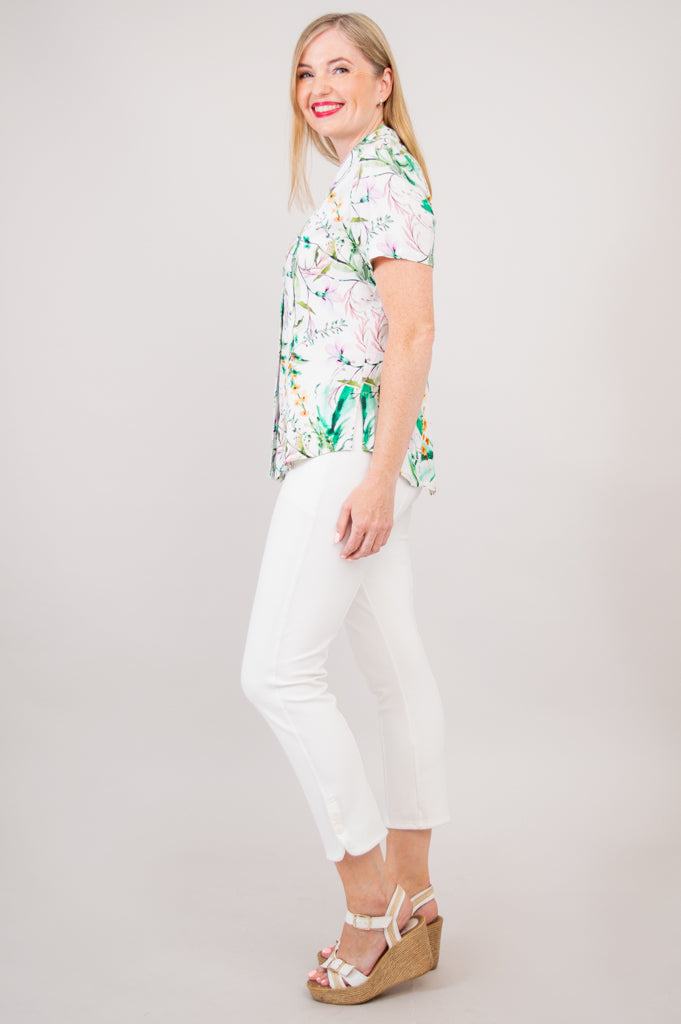 Samantha S/S Top, Romilly, Linen Bamboo