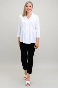 Samantha Top, White, Linen Bamboo