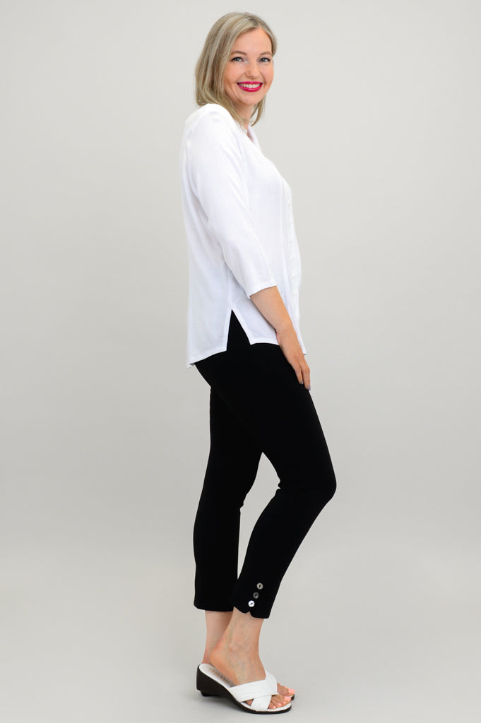 Samantha Top, White, Linen Bamboo