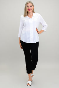 Samantha Top, White, Linen Bamboo