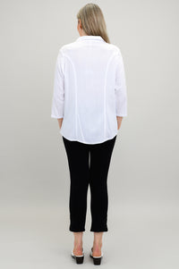 Samantha Top, White, Linen Bamboo