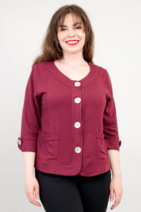 Savannah Jacket, Burgundy, Linen Bamboo - Final Sale