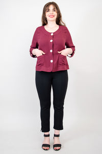 Savannah Jacket, Burgundy, Linen Bamboo - Final Sale