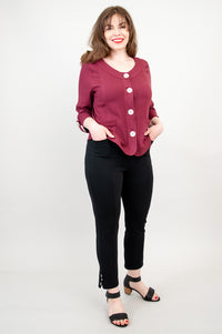 Savannah Jacket, Burgundy, Linen Bamboo - Final Sale