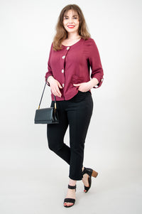 Savannah Jacket, Burgundy, Linen Bamboo - Final Sale