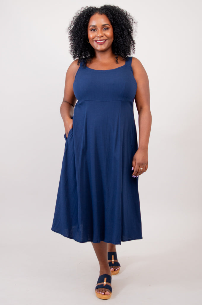 indigo linen dress Linen Dress, Women, Linen, Indigo Blue, Summer Dress