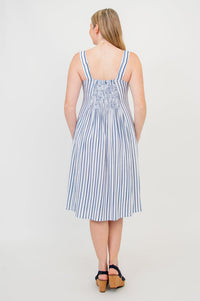 Shauna Dress, Indigo Stripe, Linen Bamboo