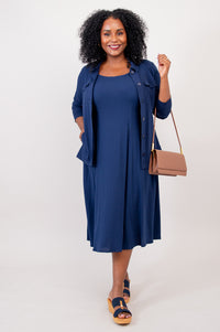 Shauna Dress, Indigo, Linen Bamboo