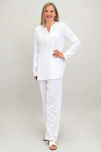 Tara Long Sleeve, Snow White, Linen Bamboo - Final Sale