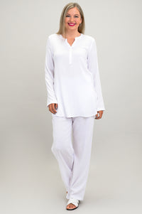 Tara Long Sleeve, Snow White, Linen Bamboo - Final Sale