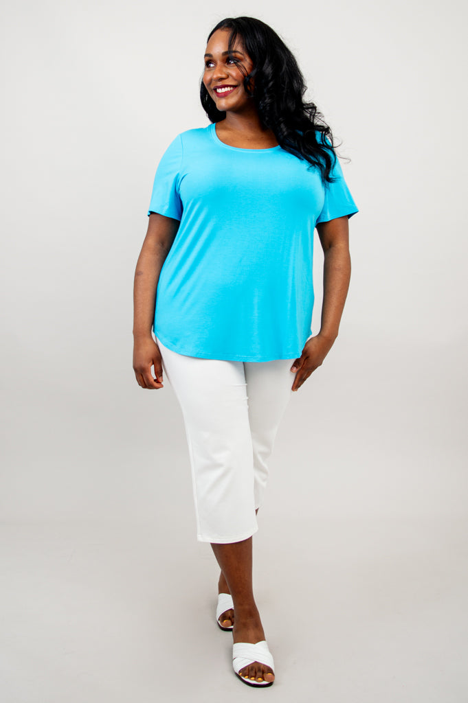 (値下げしました)turquoise blue co. HERMOSA TOP Tessa Tee, Turquoise, Bamboo – LTD CAD Retail Blue Sky Clothing Co