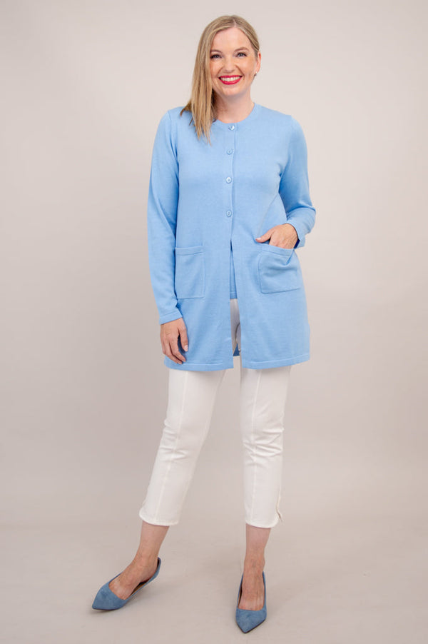 Tommy Cardigan, Blue, Cotton - Final Sale