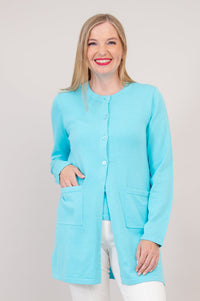 Tommy Cardigan, Turquoise, Cotton