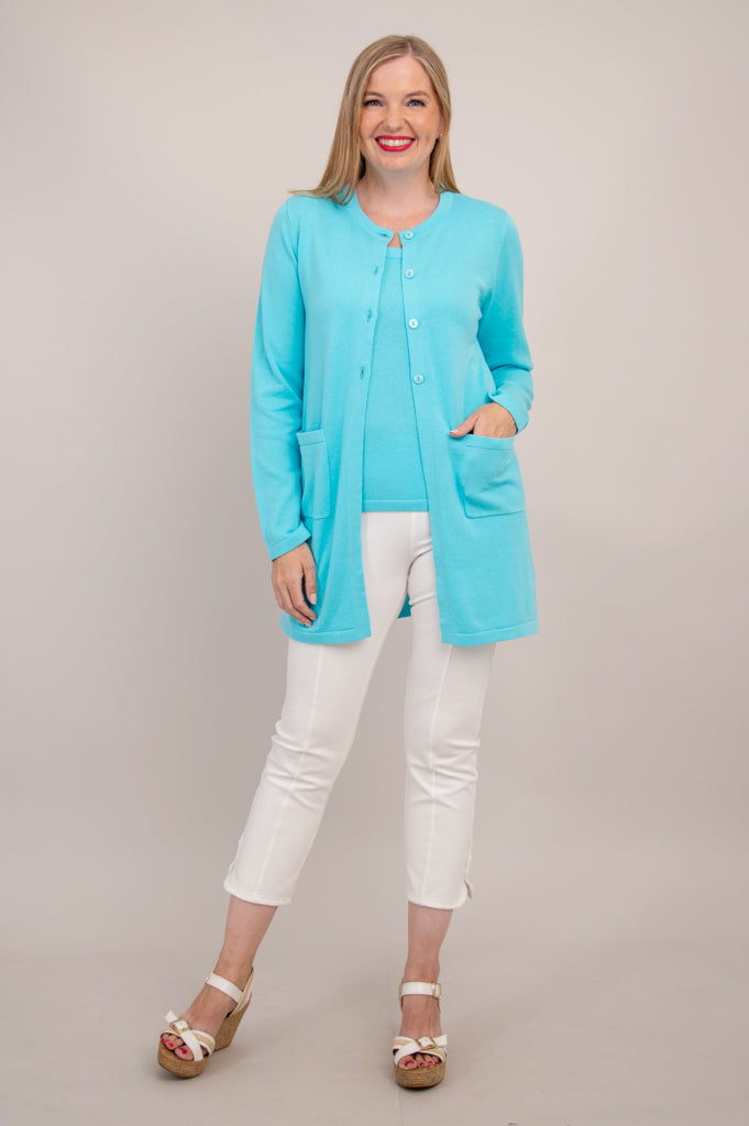 Turquoise blue cardigan on sale