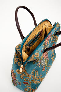 Turquoise Victorian Flower Handbag