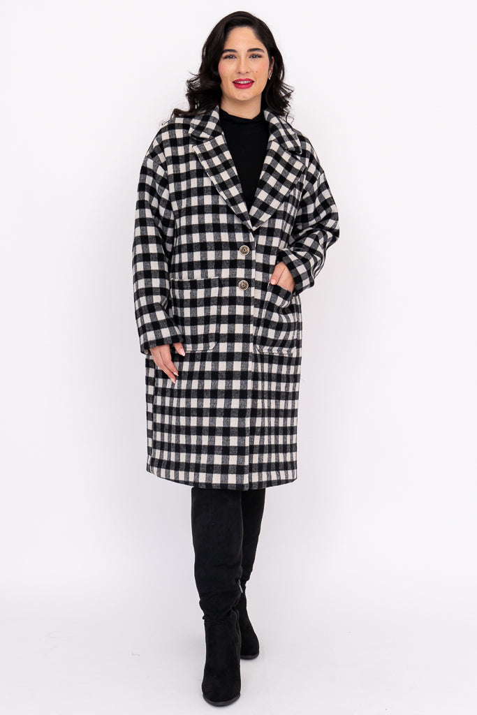 Vanessa Coat, BW Check, Boiled Wool
