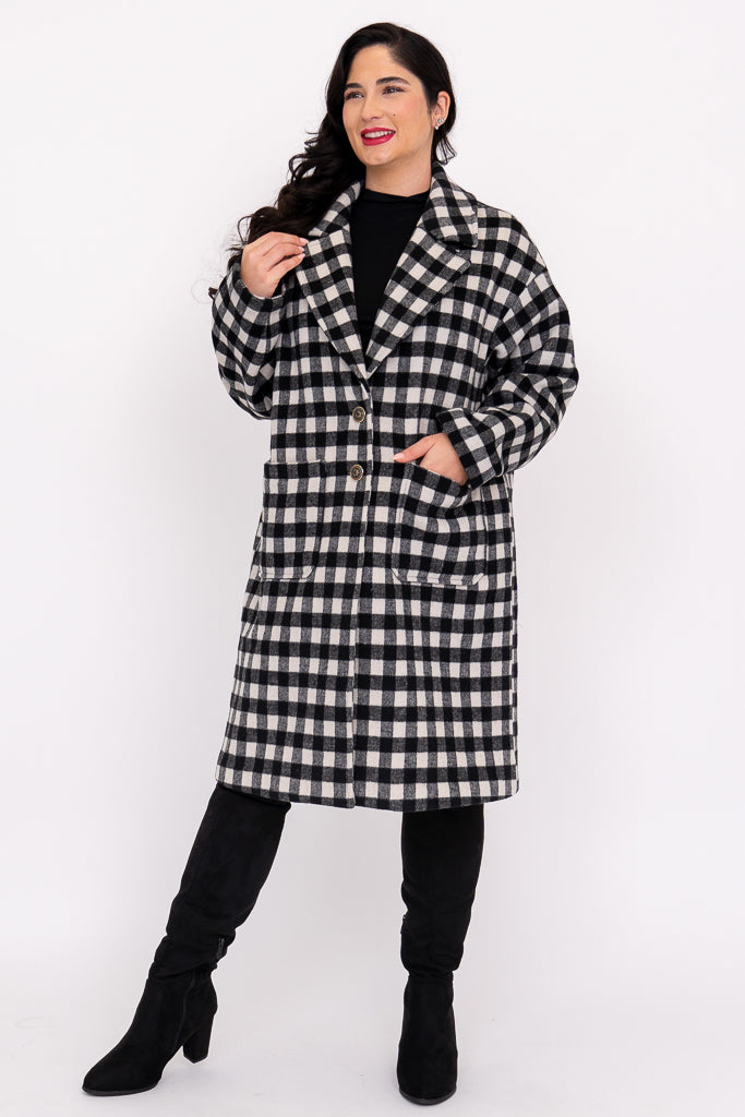 Vanessa Coat, BW Check, Boiled Wool