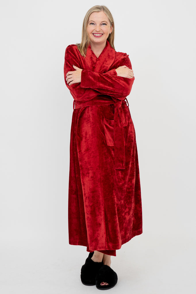 Velvet Robe, Burgundy, Bamboo