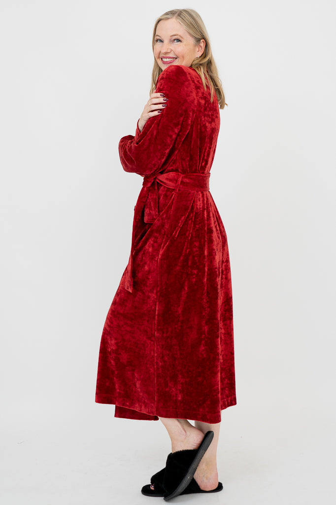 Velvet Robe, Burgundy, Bamboo